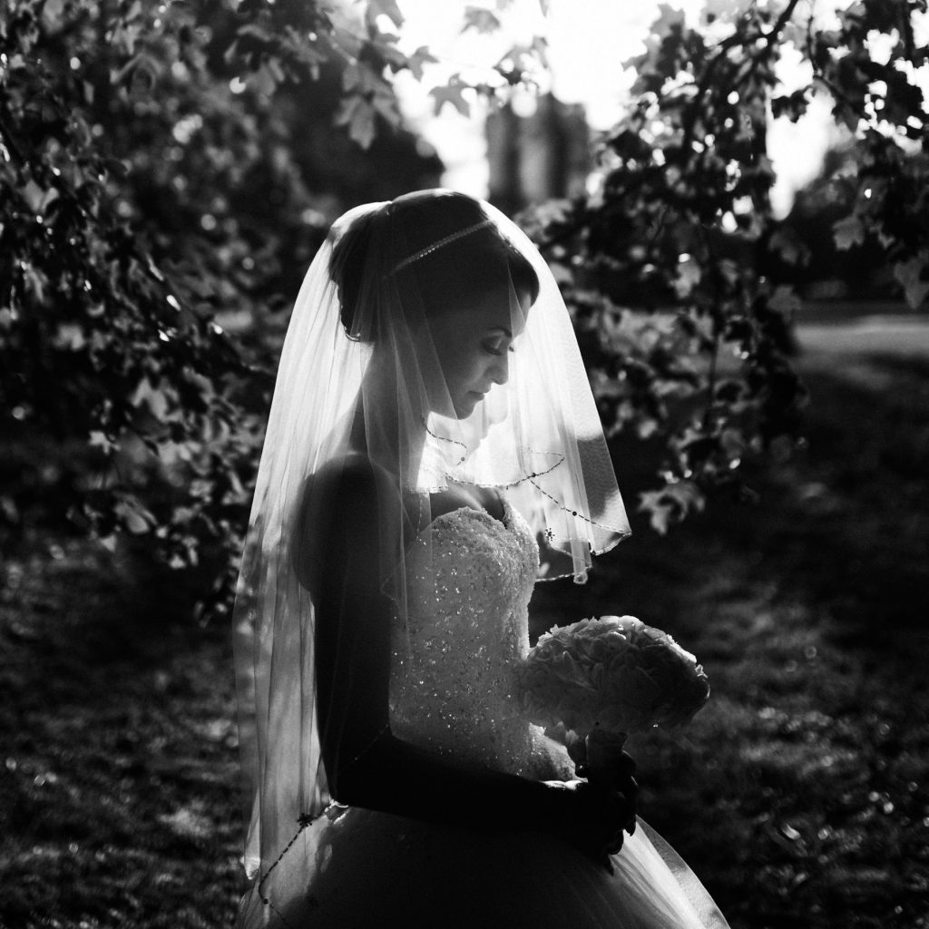 Bride portrait in black and white